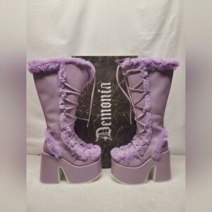New Demonia Lavander Pure Vigilance Platform Boots